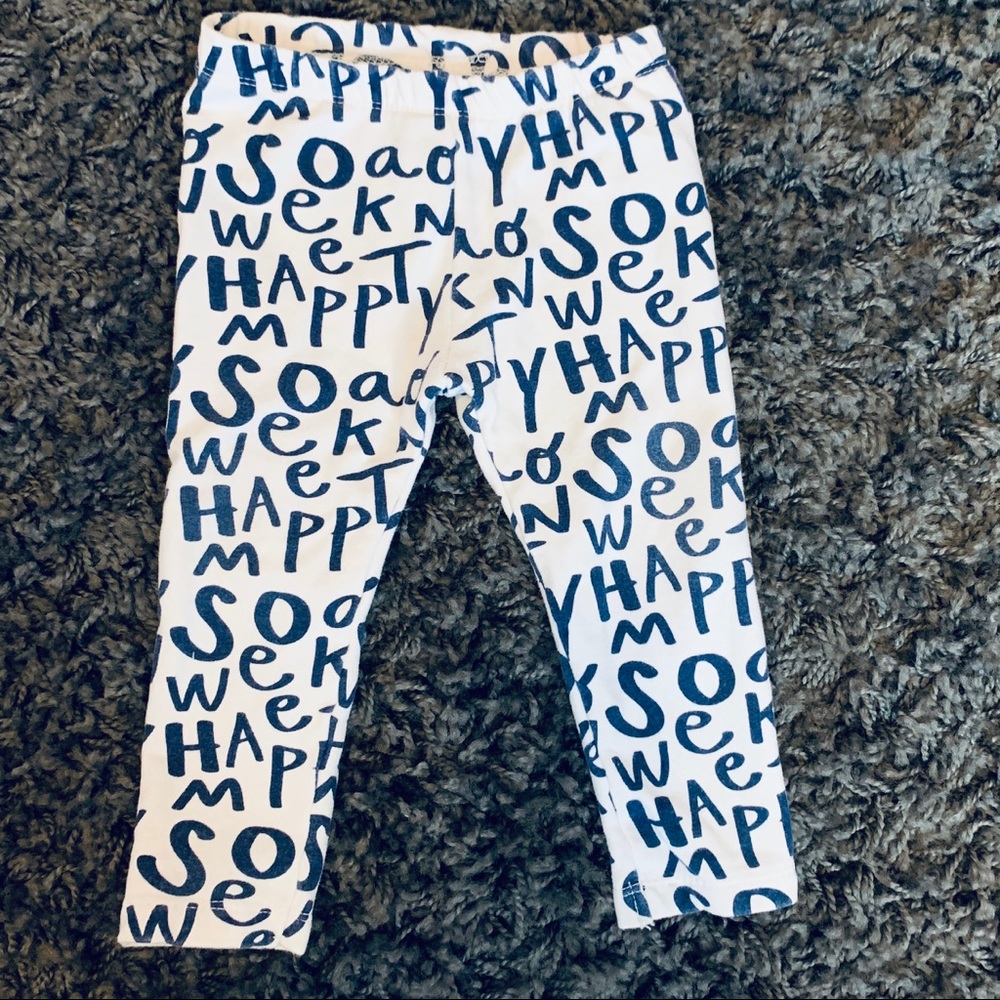 Zara baby unisex letter print navy white pants
